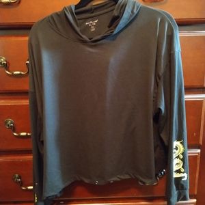 Charlotte Russe xl black crop hoodie with neon green dragon